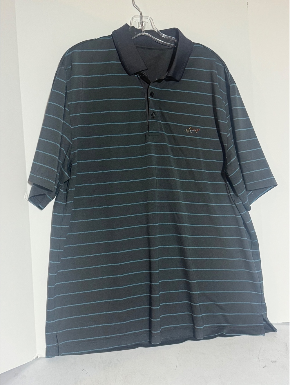 Greg Norman 2XL Athletic golf polo charcoal gray w/stripes
